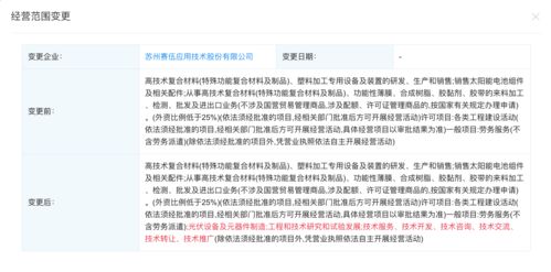 赛伍技术经营范围新增 光伏设备及元器件制造 等